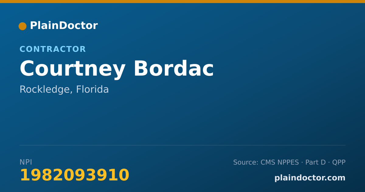 Shareable card for Courtney Bordac - Contractor, Rockledge, FL
