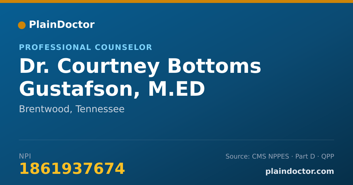 Shareable card for Courtney Bottoms Gustafson, M.ED - Professional Counselor, Brentwood, TN