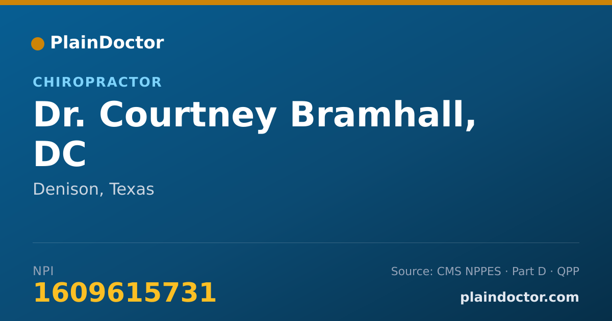 Shareable card for Courtney Bramhall, DC - Chiropractor, Denison, TX