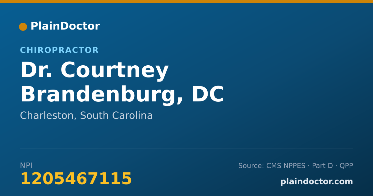 Shareable card for Courtney Brandenburg, DC - Chiropractor, Charleston, SC