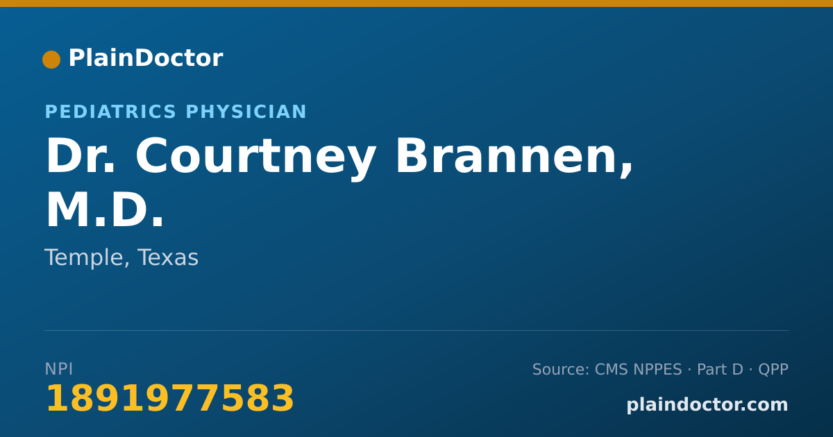 Shareable card for Courtney Brannen, M.D. - Pediatrics Physician, Temple, TX