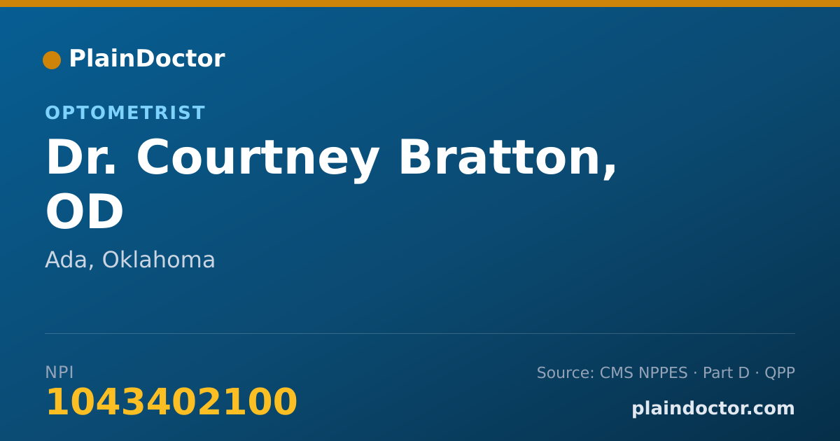 Shareable card for Courtney Bratton, OD - Optometrist, Ada, OK