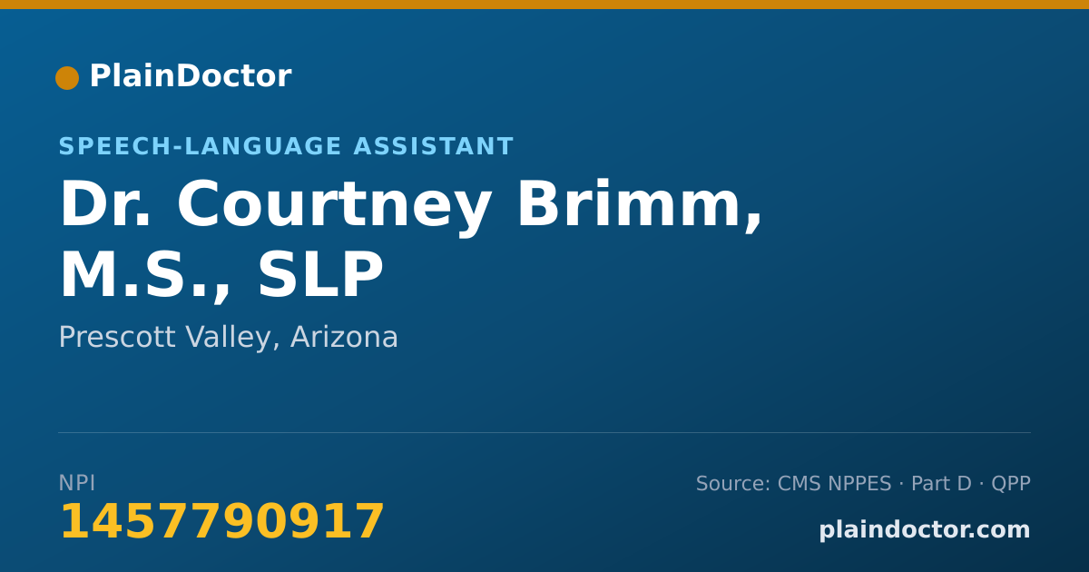 Shareable card for Courtney Brimm, M.S., SLP - Speech-Language Assistant, Prescott Valley, AZ