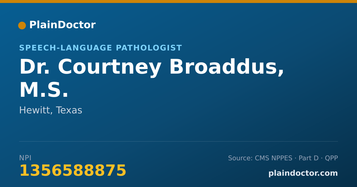 Shareable card for Courtney Broaddus, M.S. - Speech-Language Pathologist, Hewitt, TX
