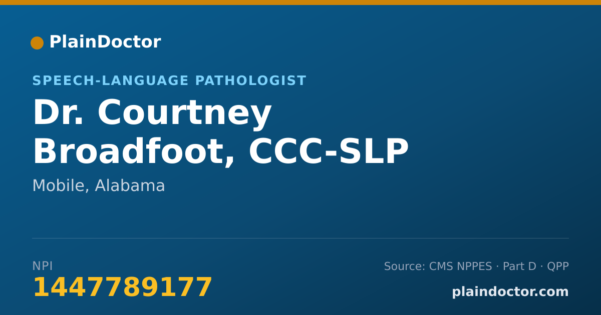Shareable card for Courtney Broadfoot, CCC-SLP - Speech-Language Pathologist, Mobile, AL
