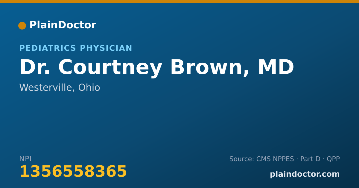 Shareable card for Courtney Brown, MD - Pediatrics Physician, Westerville, OH