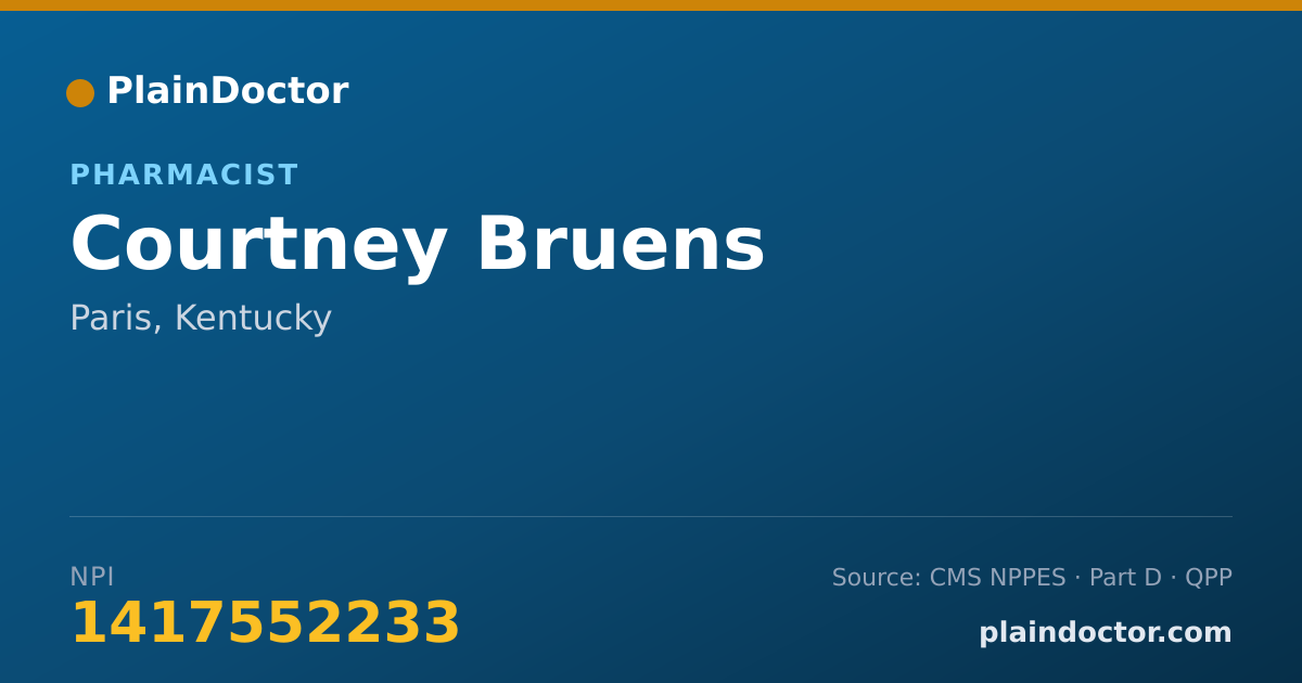 Shareable card for Courtney Bruens - Pharmacist, Paris, KY