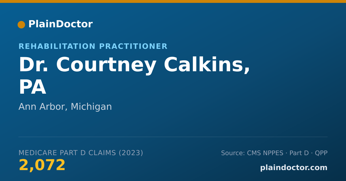 Shareable card for Courtney Calkins, PA - Rehabilitation Practitioner, Ann Arbor, MI