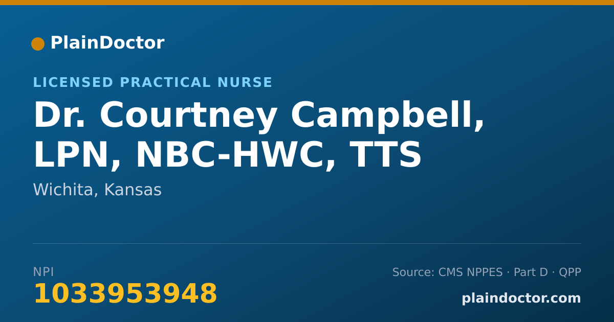 Shareable card for Courtney Campbell, LPN, NBC-HWC, TTS - Licensed Practical Nurse, Wichita, KS
