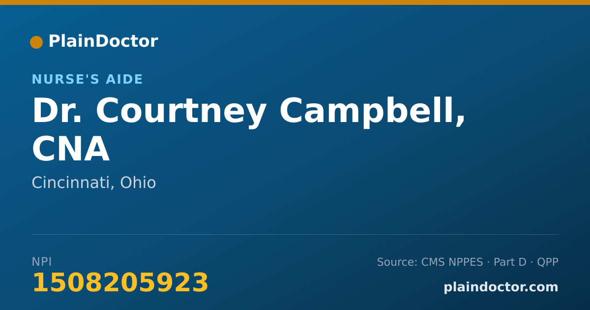 Shareable card for Courtney Campbell, CNA - Nurse's Aide, Cincinnati, OH