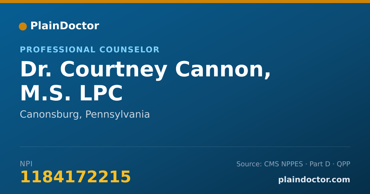Shareable card for Courtney Cannon, M.S. LPC - Professional Counselor, Canonsburg, PA