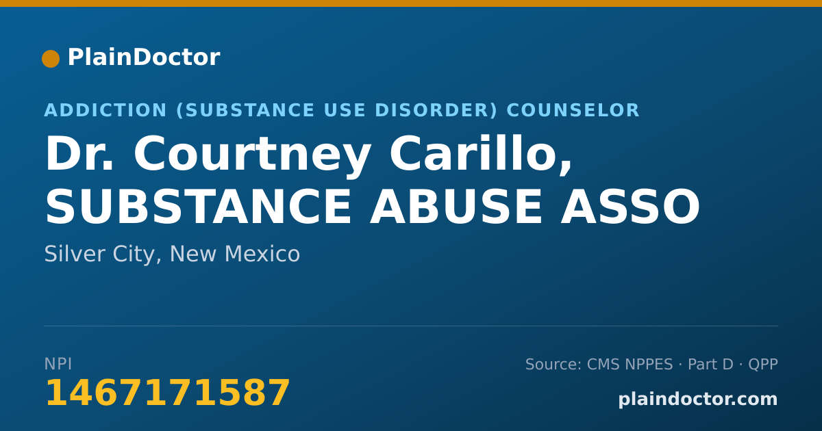 Shareable card for Courtney Carillo, SUBSTANCE ABUSE ASSO - Addiction (Substance Use Disorder) Counselor, Silver City, NM