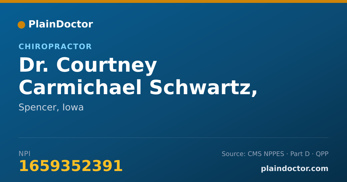 Shareable card for Courtney Carmichael Schwartz, DC - Chiropractor, Spencer, IA