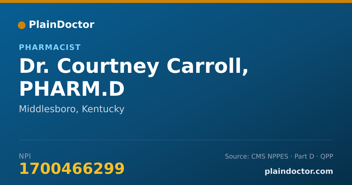 Shareable card for Courtney Carroll, PHARM.D - Pharmacist, Middlesboro, KY
