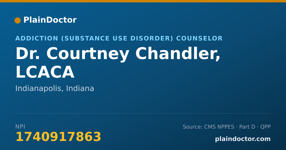Shareable card for Courtney Chandler, LCACA - Addiction (Substance Use Disorder) Counselor, Indianapolis, IN