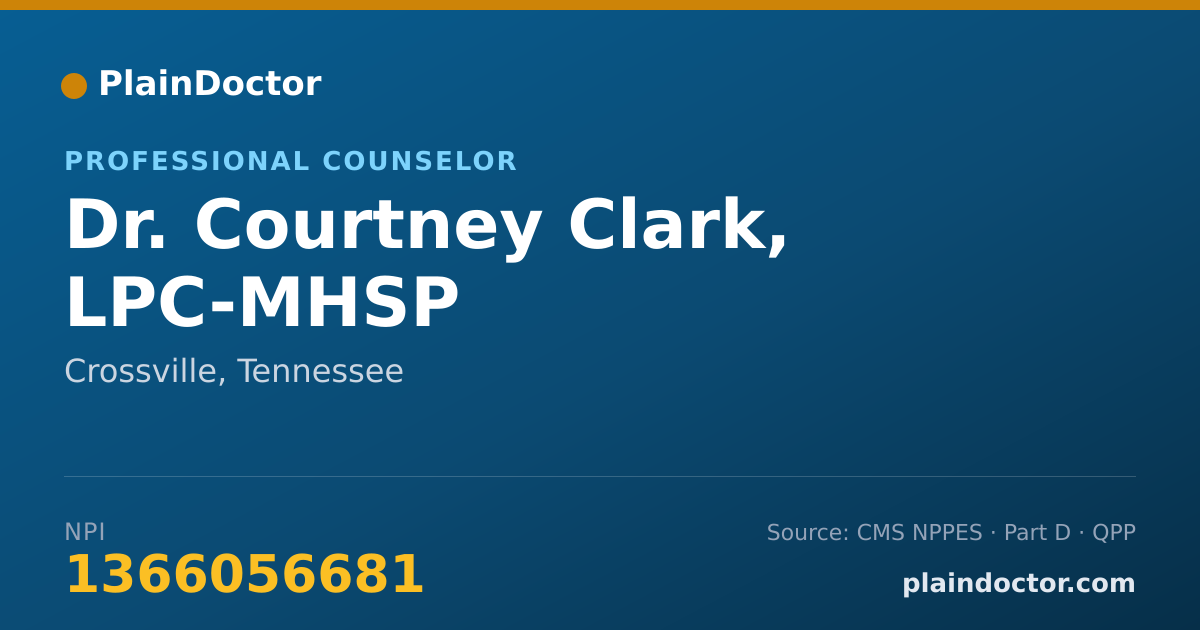 Shareable card for Courtney Clark, LPC-MHSP - Professional Counselor, Crossville, TN