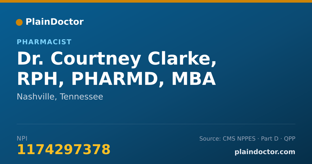 Shareable card for Courtney Clarke, RPH, PHARMD, MBA - Pharmacist, Nashville, TN