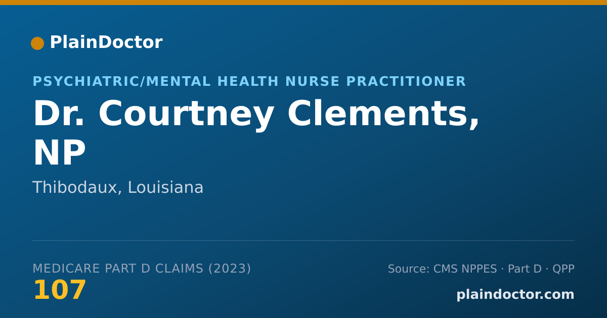 Shareable card for Courtney Clements, NP - Psychiatric/Mental Health Nurse Practitioner, Thibodaux, LA