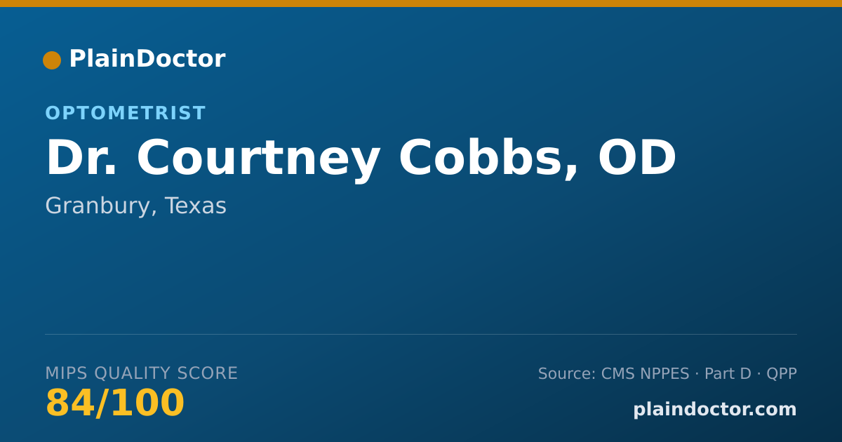 Shareable card for Courtney Cobbs, OD - Optometrist, Granbury, TX