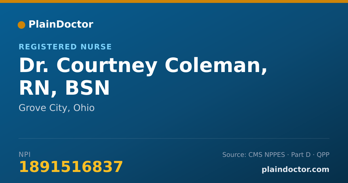 Shareable card for Courtney Coleman, RN, BSN - Registered Nurse, Grove City, OH