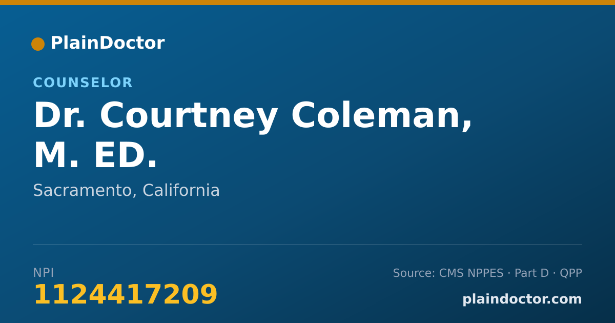 Shareable card for Courtney Coleman, M. ED. - Counselor, Sacramento, CA
