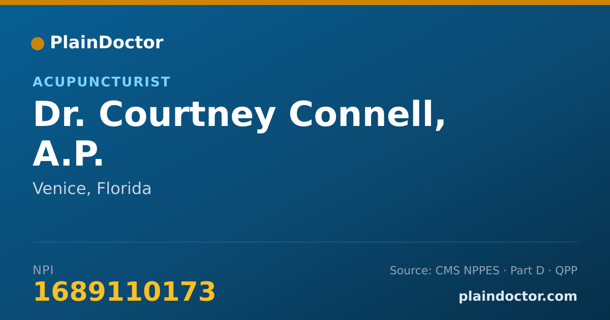 Shareable card for Courtney Connell, A.P. - Acupuncturist, Venice, FL