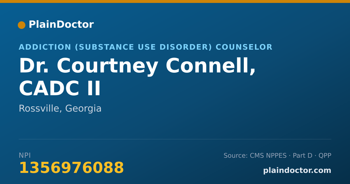 Shareable card for Courtney Connell, CADC II - Addiction (Substance Use Disorder) Counselor, Rossville, GA