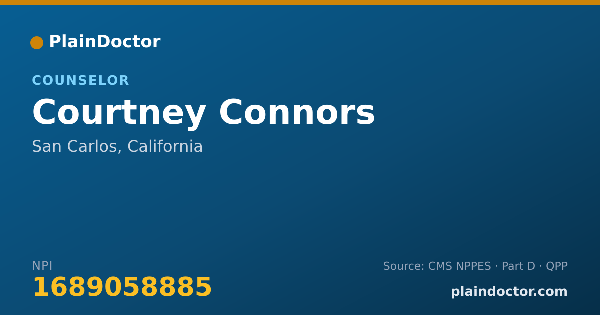 Shareable card for Courtney Connors - Counselor, San Carlos, CA