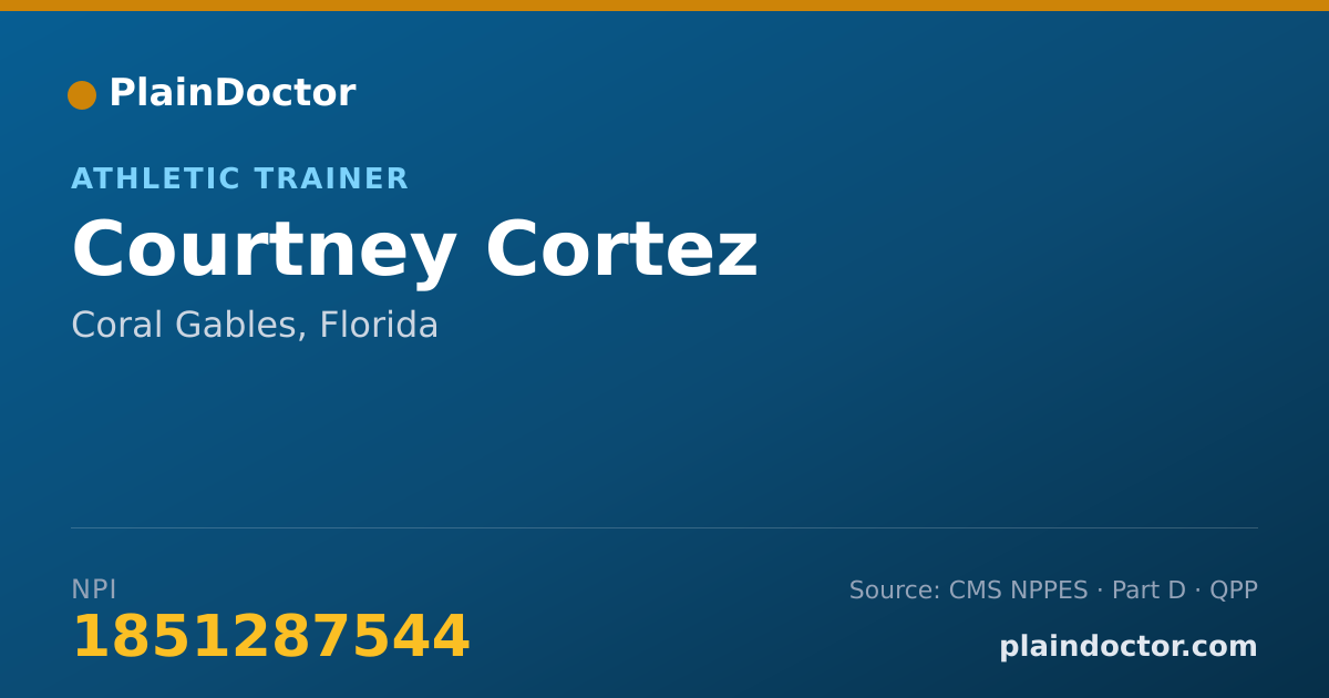 Shareable card for Courtney Cortez - Athletic Trainer, Coral Gables, FL