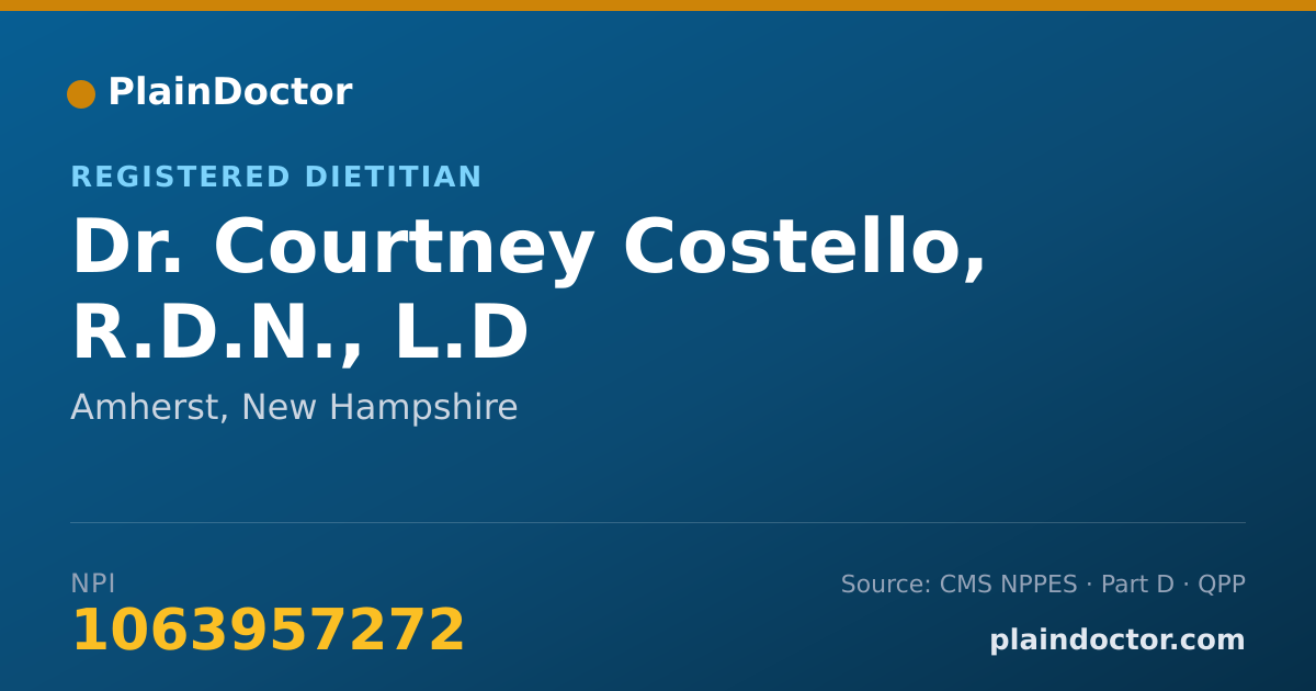 Shareable card for Courtney Costello, R.D.N., L.D - Registered Dietitian, Amherst, NH