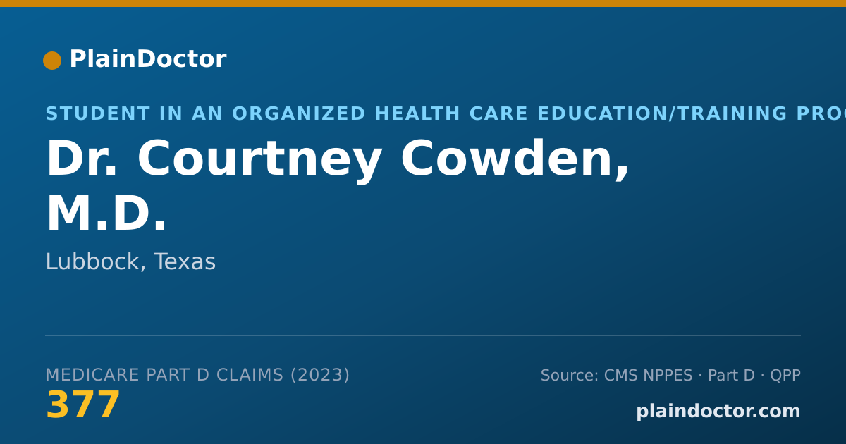 Shareable card for Courtney Cowden, M.D. - Student in an Organized Health Care Education/Training Program, Lubbock, TX