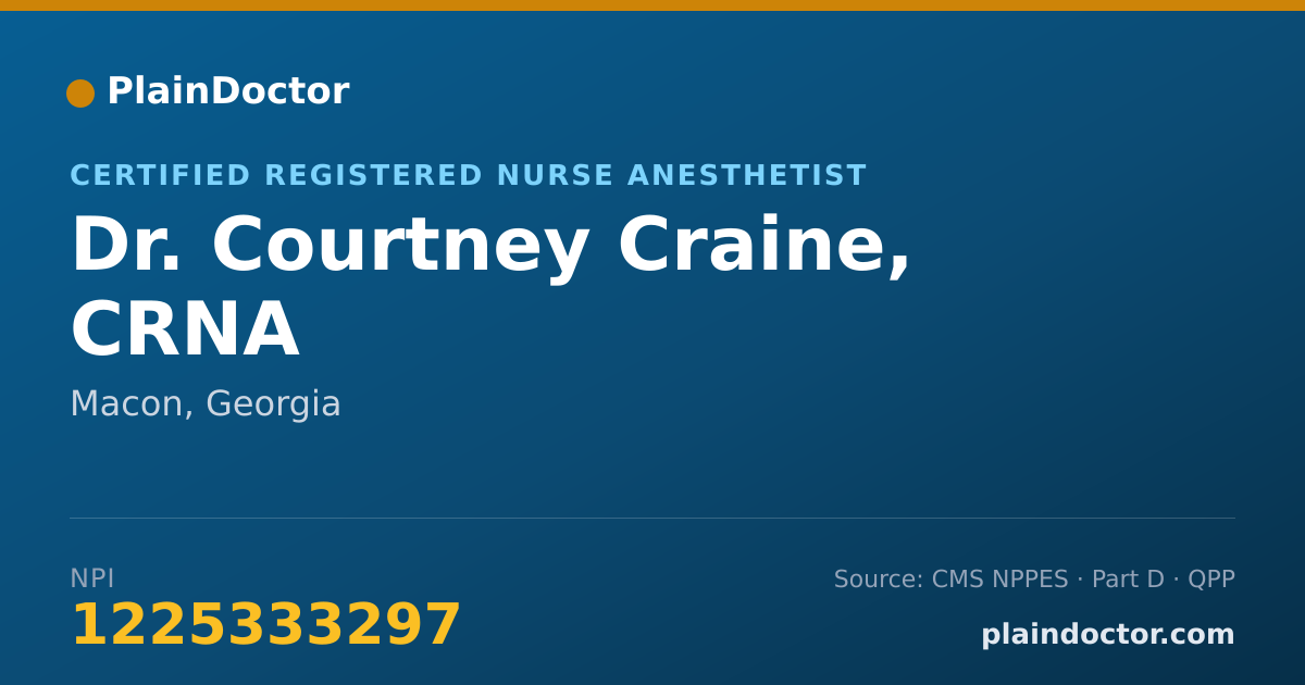 Shareable card for Courtney Craine, CRNA - Certified Registered Nurse Anesthetist, Macon, GA