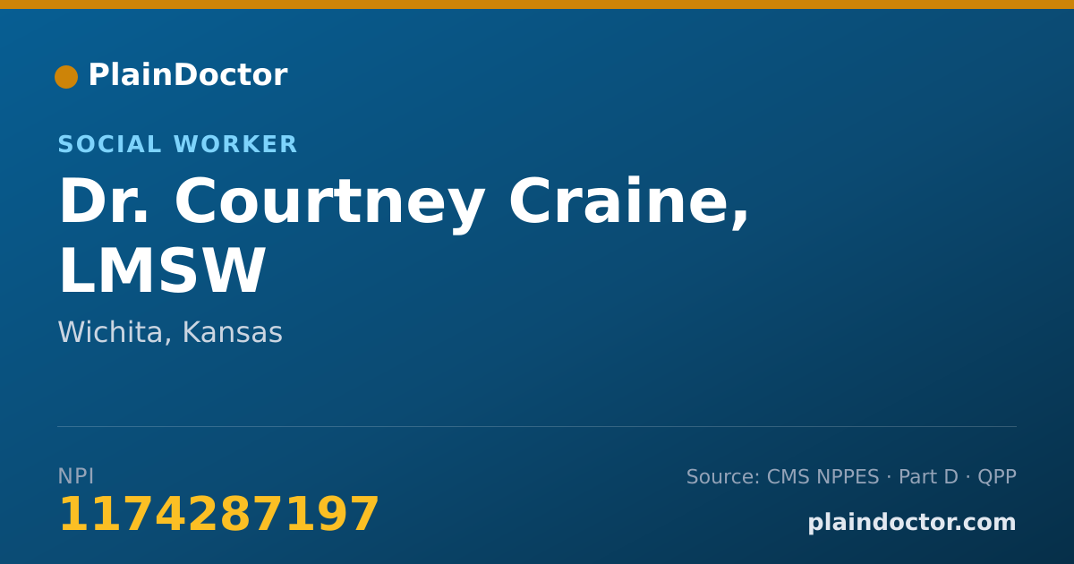 Shareable card for Courtney Craine, LMSW - Social Worker, Wichita, KS