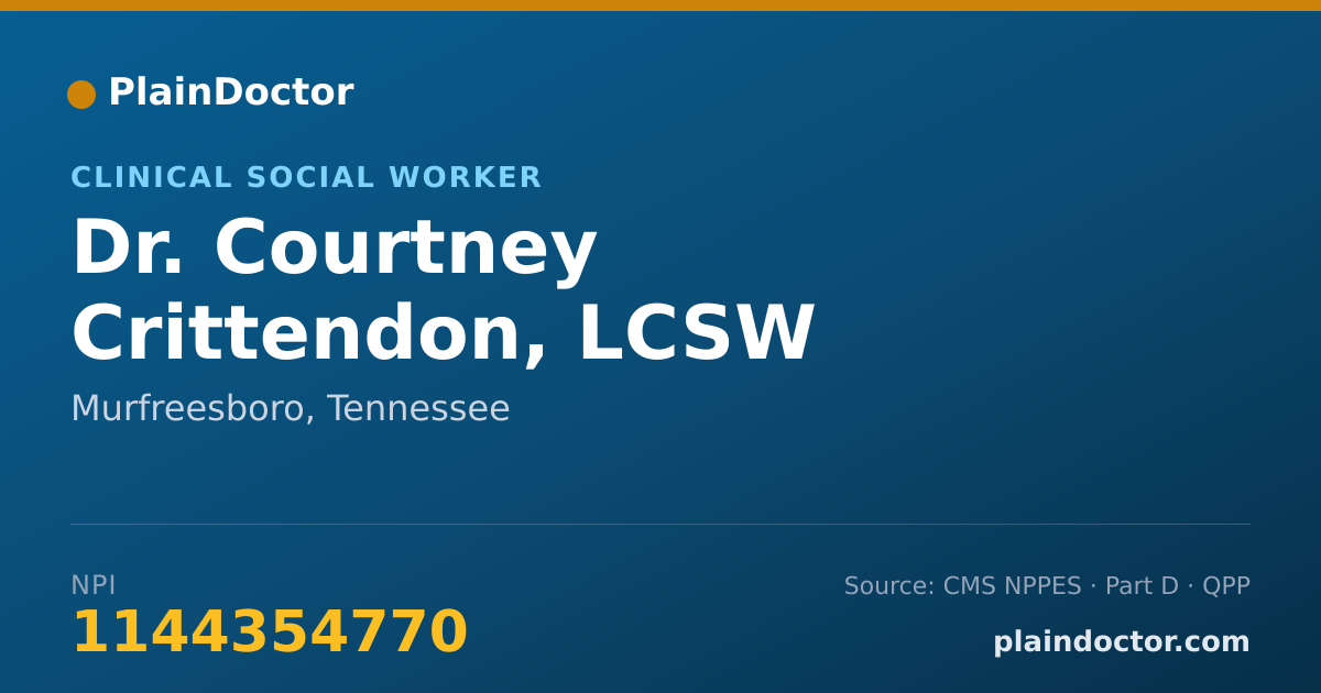 Shareable card for Courtney Crittendon, LCSW - Clinical Social Worker, Murfreesboro, TN