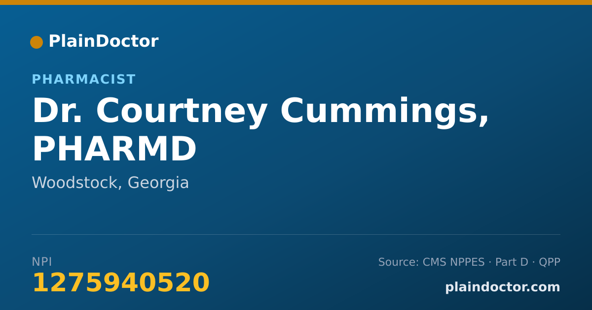 Shareable card for Courtney Cummings, PHARMD - Pharmacist, Woodstock, GA