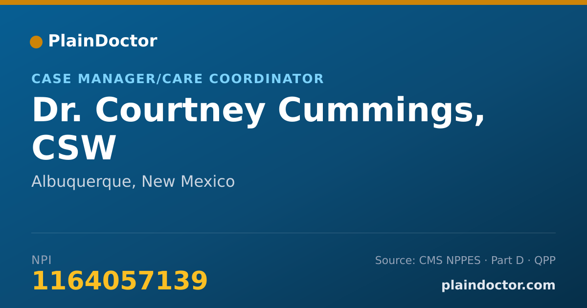 Shareable card for Courtney Cummings, CSW - Case Manager/Care Coordinator, Albuquerque, NM