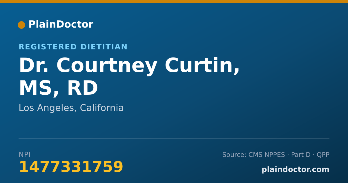 Shareable card for Courtney Curtin, MS, RD - Registered Dietitian, Los Angeles, CA