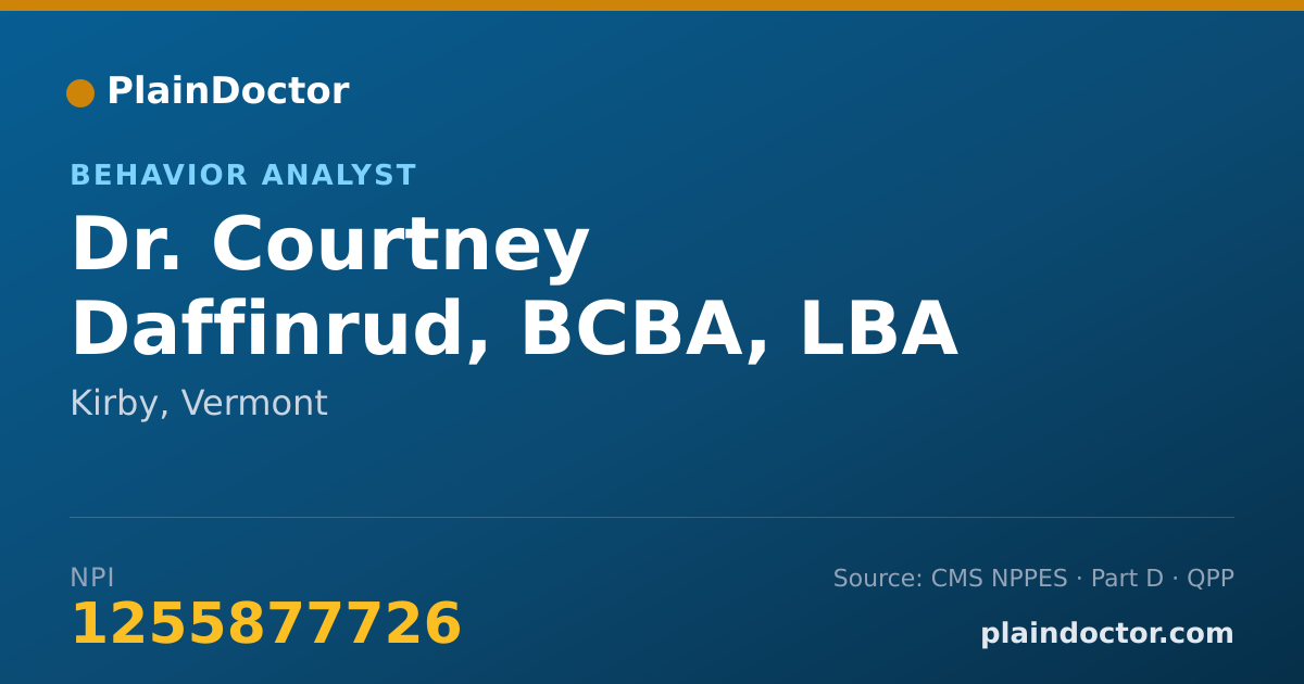 Shareable card for Courtney Daffinrud, BCBA, LBA - Behavior Analyst, Kirby, VT