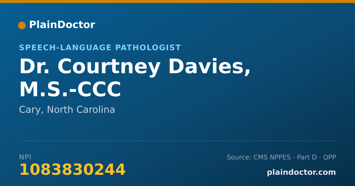 Shareable card for Courtney Davies, M.S.-CCC - Speech-Language Pathologist, Cary, NC