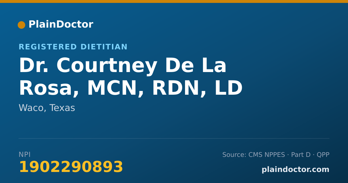 Shareable card for Courtney De La Rosa, MCN, RDN, LD - Registered Dietitian, Waco, TX