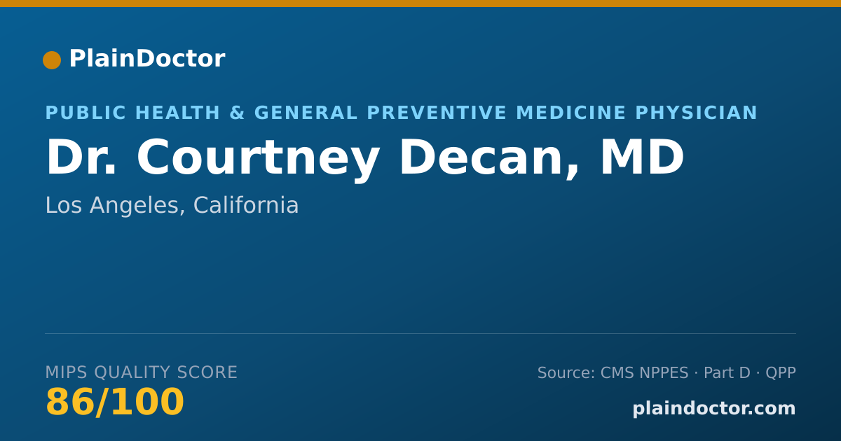 Shareable card for Courtney Decan, MD - Public Health & General Preventive Medicine Physician, Los Angeles, CA