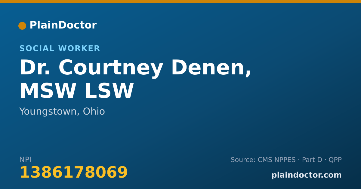 Shareable card for Courtney Denen, MSW LSW - Social Worker, Youngstown, OH