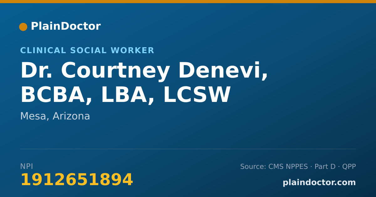 Shareable card for Courtney Denevi, BCBA, LBA, LCSW - Clinical Social Worker, Mesa, AZ