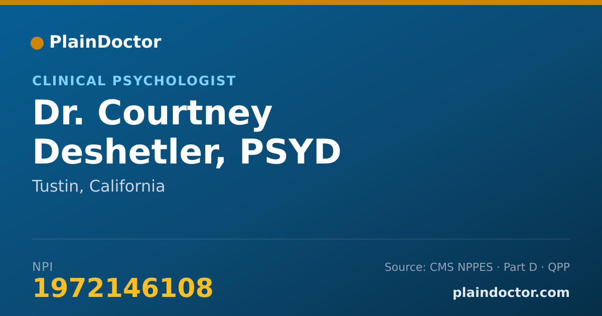 Shareable card for Courtney Deshetler, PSYD - Clinical Psychologist, Tustin, CA