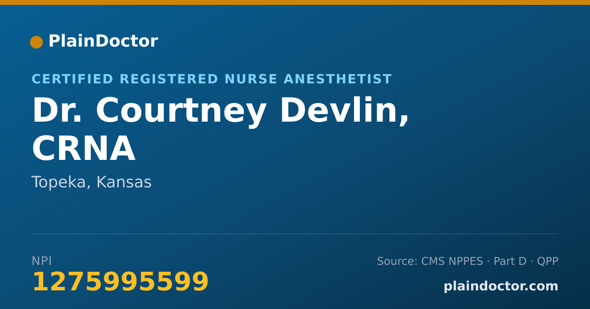 Shareable card for Courtney Devlin, CRNA - Certified Registered Nurse Anesthetist, Topeka, KS