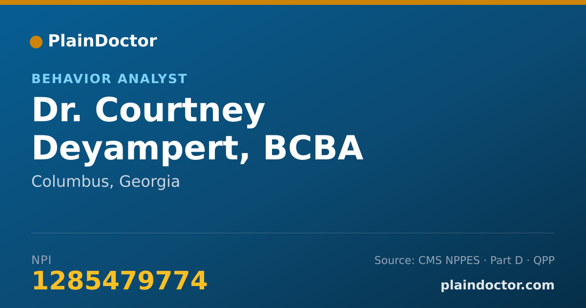 Shareable card for Courtney Deyampert, BCBA - Behavior Analyst, Columbus, GA