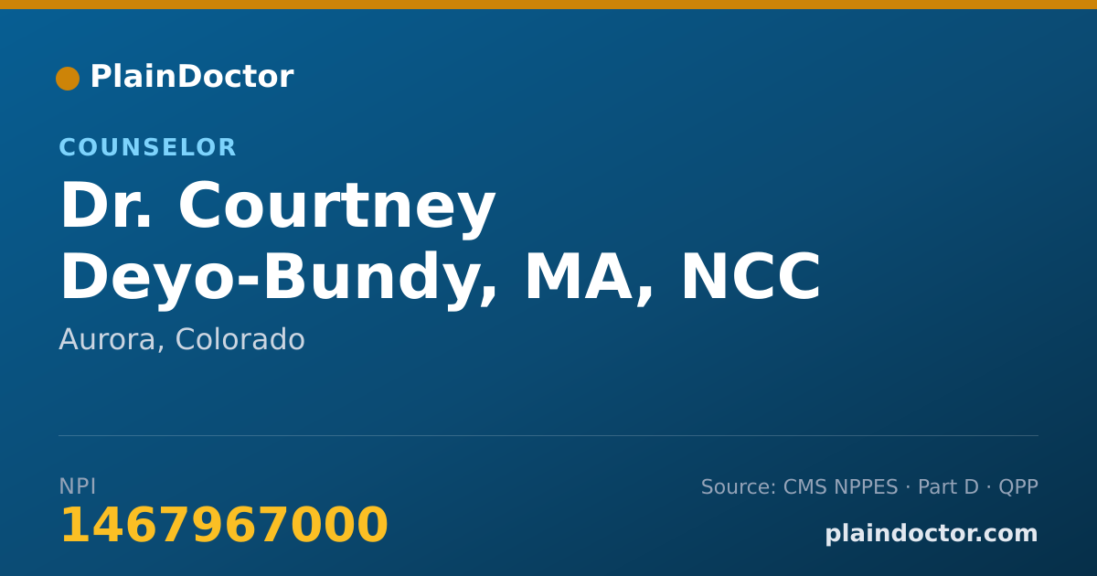 Shareable card for Courtney Deyo-Bundy, MA, NCC - Counselor, Aurora, CO