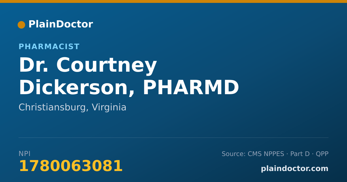 Shareable card for Courtney Dickerson, PHARMD - Pharmacist, Christiansburg, VA