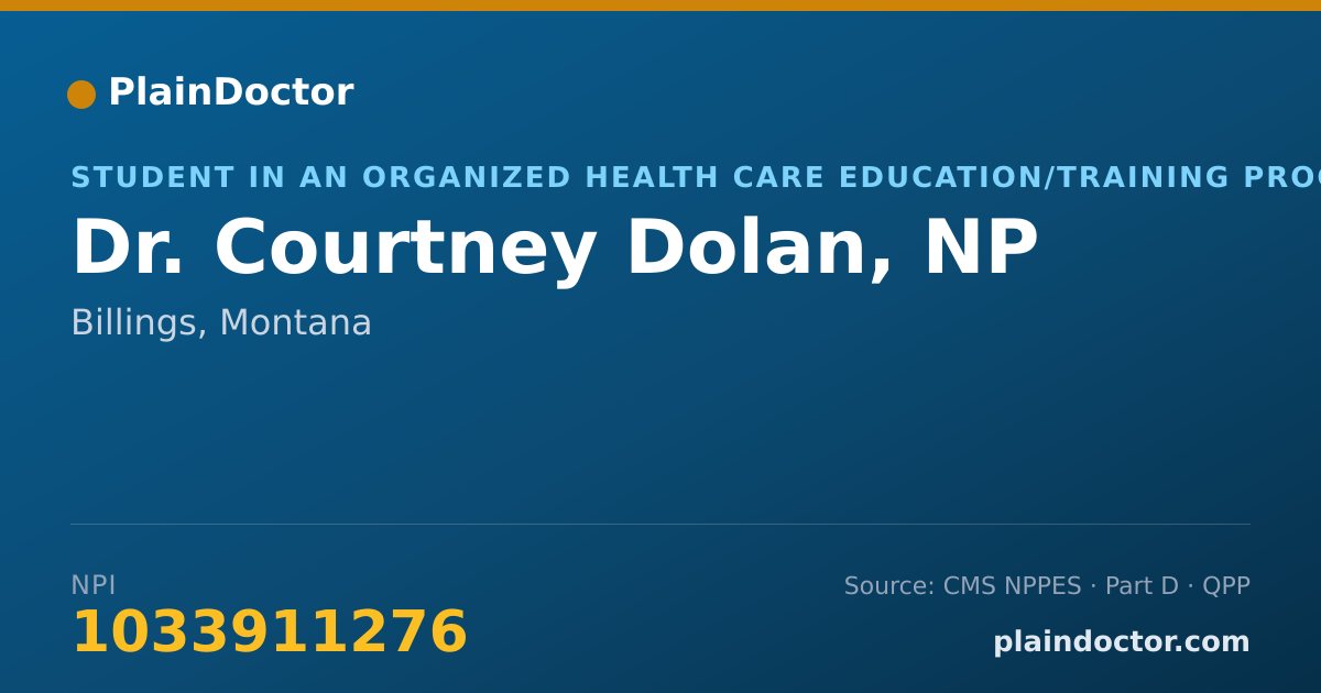 Shareable card for Courtney Dolan, NP - Student in an Organized Health Care Education/Training Program, Billings, MT