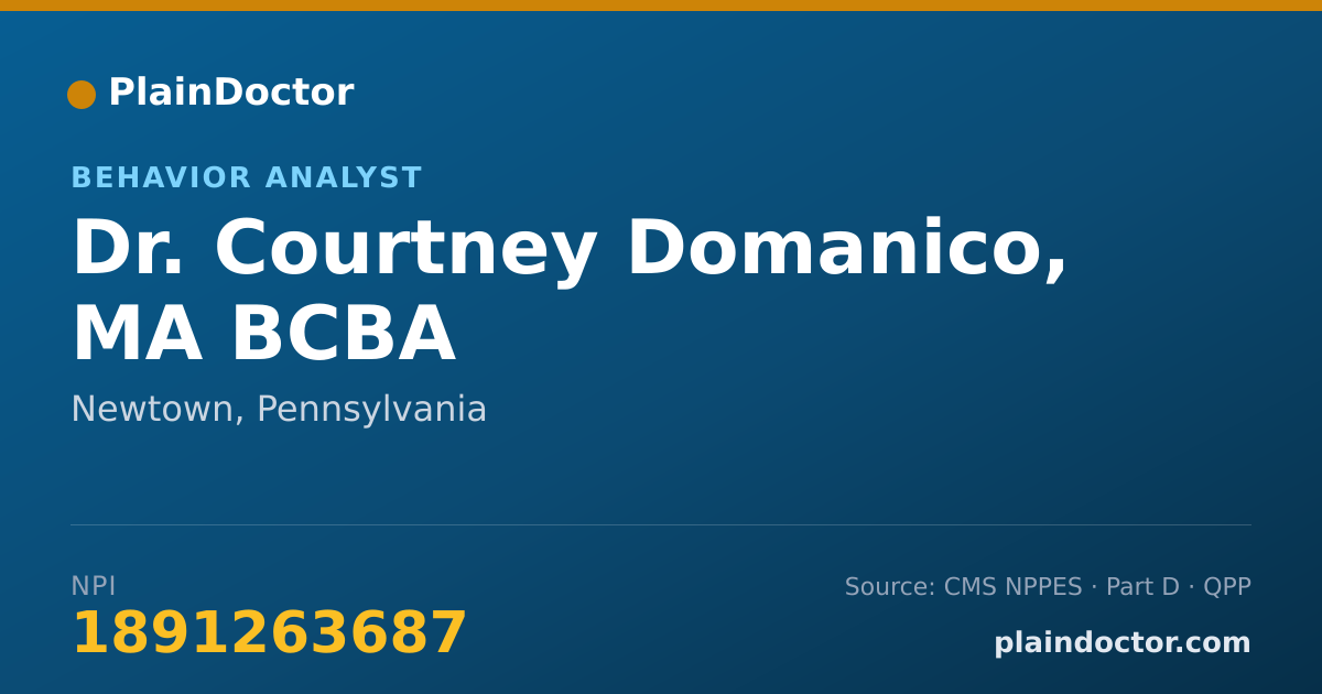 Shareable card for Courtney Domanico, MA BCBA - Behavior Analyst, Newtown, PA